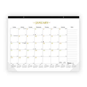 GOLD COLLECTION MONTHLY DESK PAD CALENDAR, 22 X 17, WHITE SHEETS, BLACK HEADBAND, CLEAR CORNERS, 12-MONTH (JAN TO DEC): 2024 by Blueline