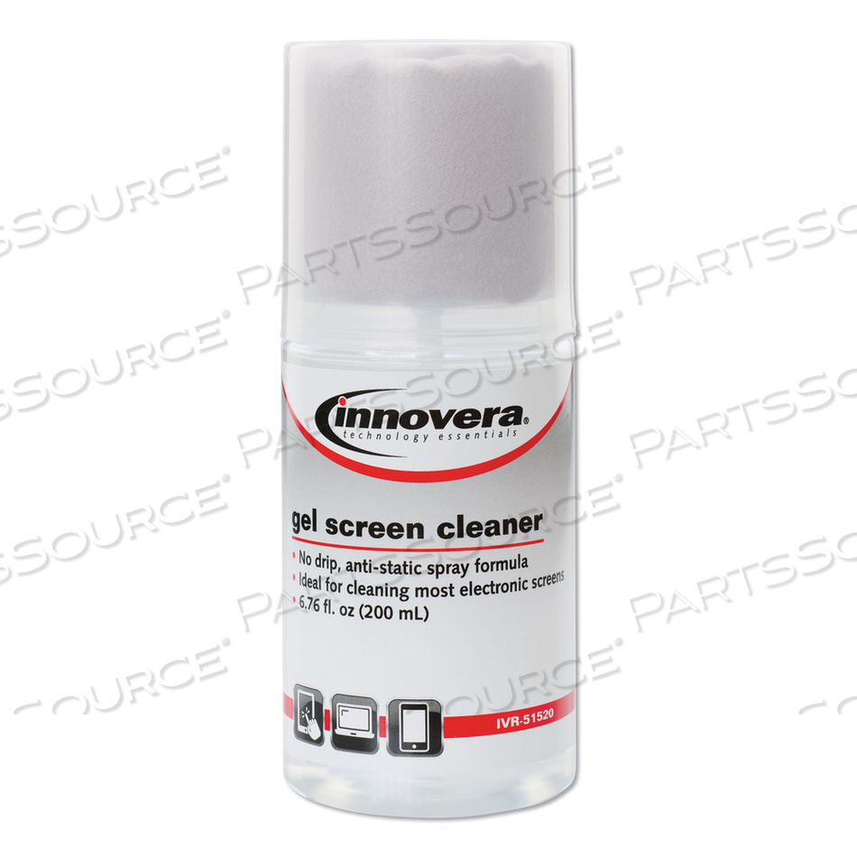 ANTI-STATIC GEL SCREEN CLEANER, WITH GRAY MICROFIBER CLOTH, 4 OZ SPRAY BOTTLE by Innovera ANTI-STATIC GEL SCREEN CLEANER, WITH GRAY MICROFIBER CLOTH, 4 OZ SPRAY BOTTLE by Innovera