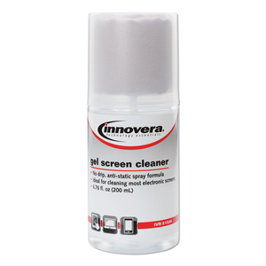 ANTI-STATIC GEL SCREEN CLEANER, WITH GRAY MICROFIBER CLOTH, 4 OZ SPRAY BOTTLE by Innovera