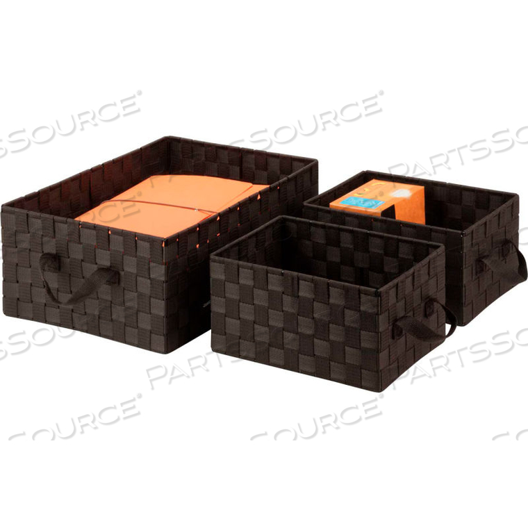 3-PIECE WOVEN BASKET ORGANIZERS - ESPRESSO 