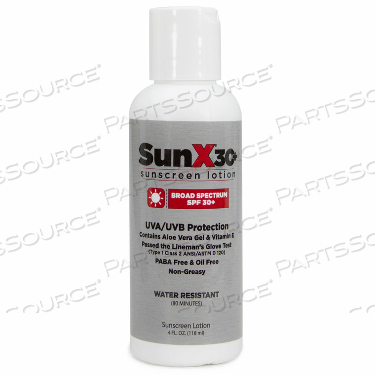 SUN X 30 SUNSCREEN LOTION, SPF 30+, 4OZ BOTTLE, 1-BOTTLE by Coretex Products