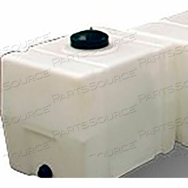 ROMOTECH 30 GALLON PLASTIC STORAGE TANK - SQUARE END WITH FLAT BOTTOM by Rotational Molding Technologies Inc. ROMOTECH 30 GALLON PLASTIC STORAGE TANK - SQUARE END WITH FLAT BOTTOM by Rotational Molding Technologies Inc.