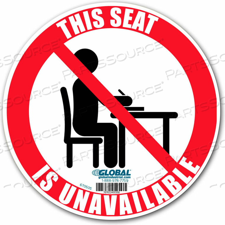 6" ROUND SEAT UNAVAILABLE ADHESIVE SIGN by The Magnet Group