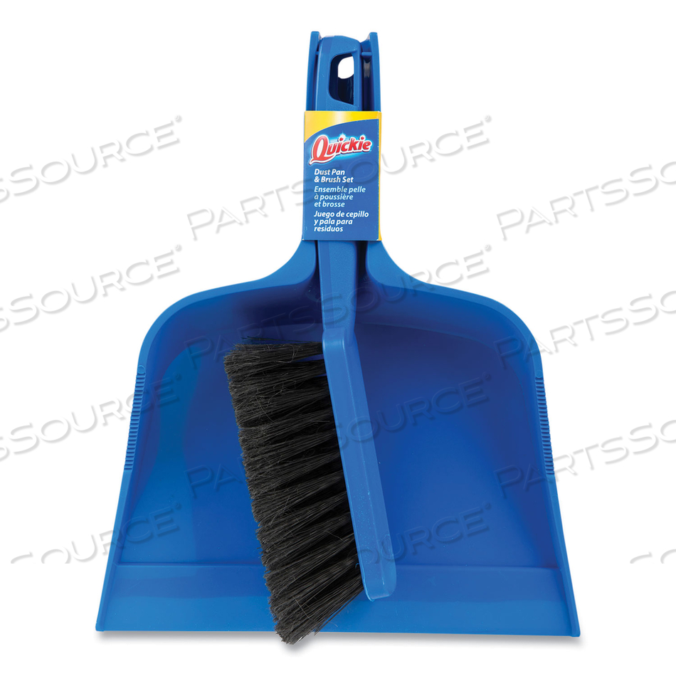 BULLDOZER BRUSH AND DUST PAN SET, 10 X 12, 2.5" HANDLE, PLASTIC, BLUE 