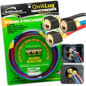 QWIKLUG 3 TERMINAL REPAIR LUGS - 10 AWG, 4' LEADS WITH SPADE by Qwikproducts