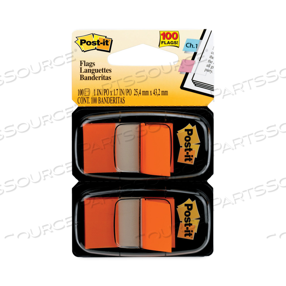 STANDARD PAGE FLAGS IN DISPENSER, ORANGE, 50 FLAGS/DISPENSER by 3M Consumer