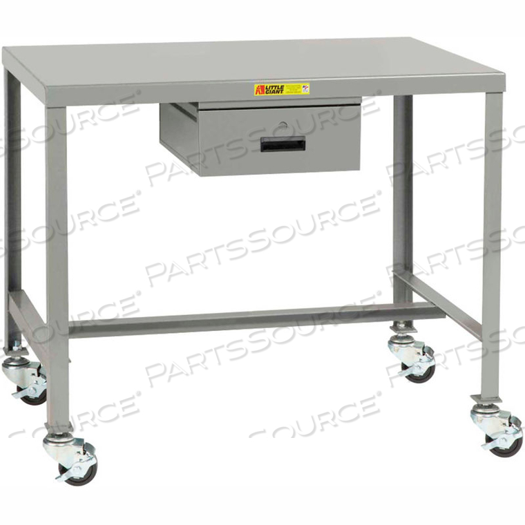 MACHINE TABLE, SWIVEL CASTERS WITH BRAKES, DRAWER - 36"W X 24"D X 42"H by Little Giant MACHINE TABLE, SWIVEL CASTERS WITH BRAKES, DRAWER - 36"W X 24"D X 42"H by Little Giant