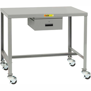 MACHINE TABLE, SWIVEL CASTERS WITH BRAKES, DRAWER - 36"W X 24"D X 42"H by Little Giant MACHINE TABLE, SWIVEL CASTERS WITH BRAKES, DRAWER - 36"W X 24"D X 42"H by Little Giant