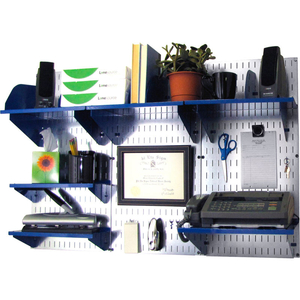 OFFICE WALL MOUNT DESK STORAGE AND ORGANIZATION KIT, GALVANIZED BLUE, 48" X 32" X 12" by Wall Control Pegboard