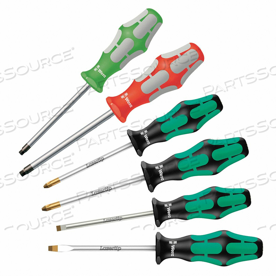 SCREWDRIVER SET SLOTTED/PHILLIPS/SQ 6 PC by Wera