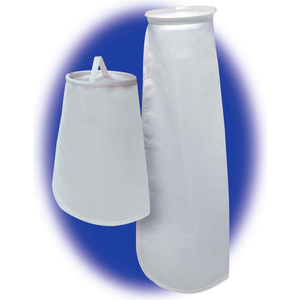 SEWN LIQUID BAG FILTER, POLYESTER MULTIFILAMENT, 4-1/8" X 8", 1500 MICRON, PLASTIC FLANGE - PKG 50 by AJR Filtration Inc