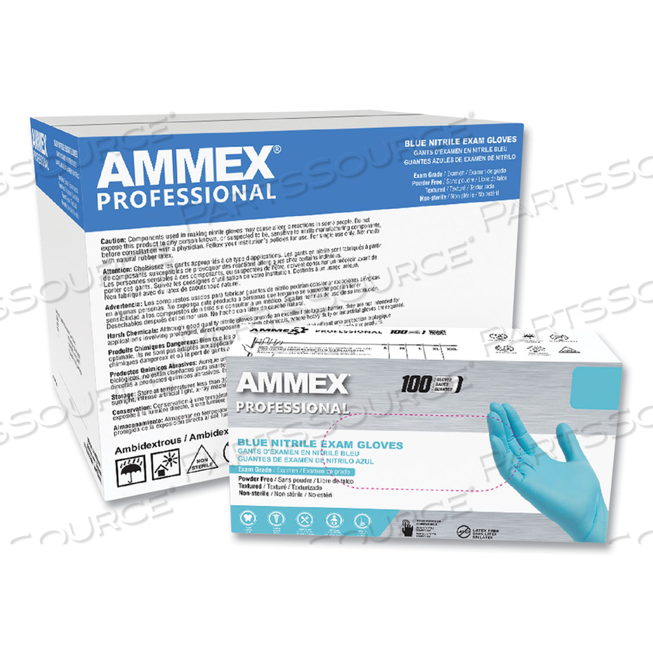 NITRILE EXAM GLOVES, POWDER-FREE, 3 MIL, LARGE, BLUE 