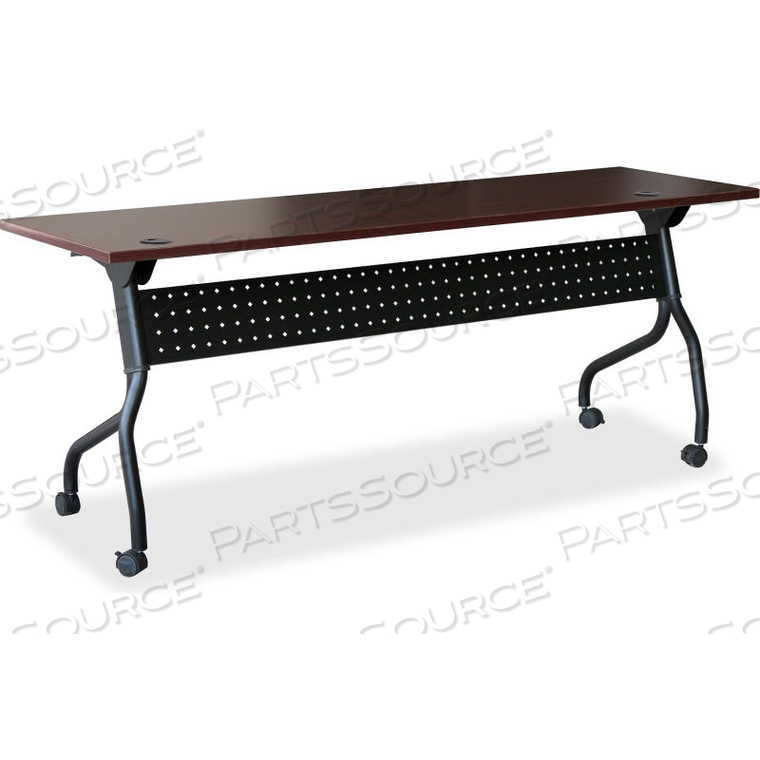 MOBILE 60" FLIP TOP TRAINING TABLE - MAHOGANY/BLACK by Lorell MOBILE 60" FLIP TOP TRAINING TABLE - MAHOGANY/BLACK by Lorell