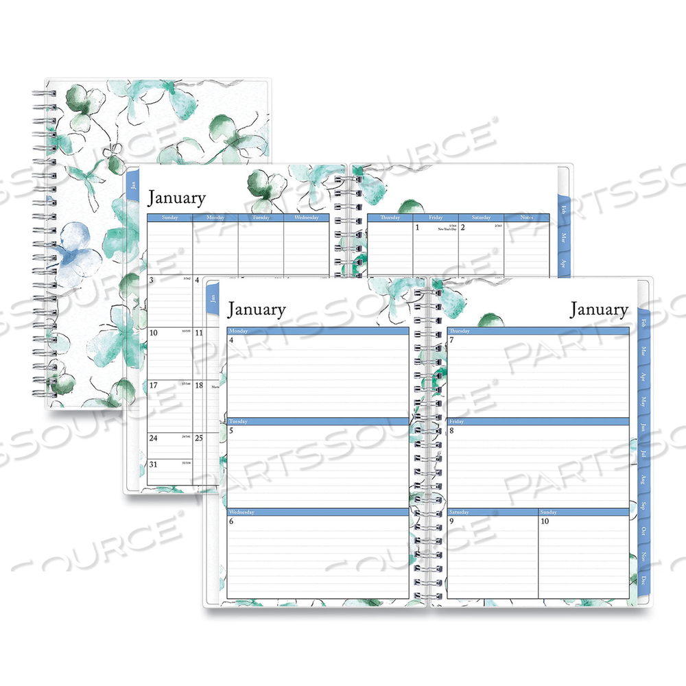 LINDLEY WEEKLY/MONTHLY PLANNER, LINDLEY FLORAL ARTWORK, 8 X 5, WHITE/BLUE/GREEN COVER, 12-MONTH (JAN TO DEC): 2023 by Blue Sky