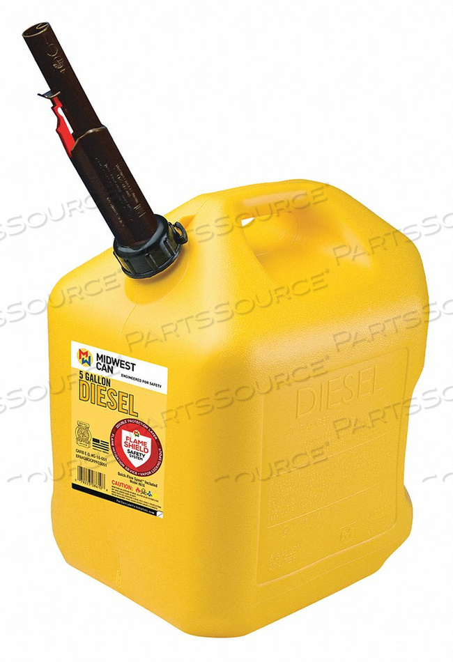 DIESEL FUEL CAN 5 GAL. SELF YELLOW HDPE by Midwest Can DIESEL FUEL CAN 5 GAL. SELF YELLOW HDPE by Midwest Can