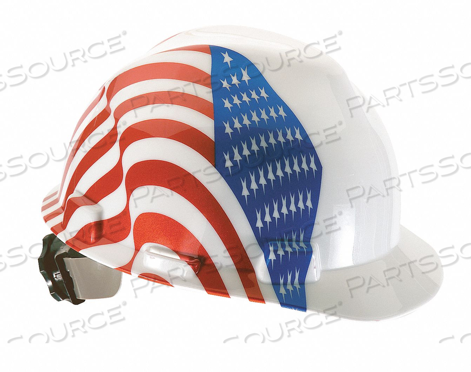 V-GARD AMERICAN FREEDOM SERIES SLOTTED PROTECTIVE CAP, DUAL AMERICAN FLAG by MSA Safety Sales, LLC V-GARD AMERICAN FREEDOM SERIES SLOTTED PROTECTIVE CAP, DUAL AMERICAN FLAG by MSA Safety Sales, LLC