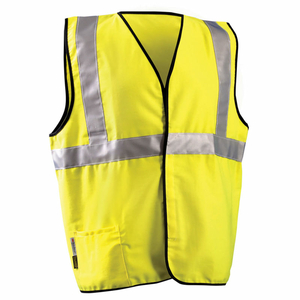 CLASS 2 FLAME RESISTANT COTTON SINGLE STRIPE SOLID VEST HRC1 YELLOW, 3XL by Occunomix