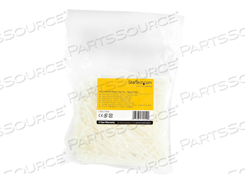 10CM(4") CABLE TIES, 2MM(1/16") WIDE, 22MM(7/8") BUNDLE DIAMETER, 8KG(18LB) TENSILE STRENGTH, NYLON SELF LOCKING ZIP TIES WITH CURVED TIP, 9 by StarTech.com Ltd. 10CM(4") CABLE TIES, 2MM(1/16") WIDE, 22MM(7/8") BUNDLE DIAMETER, 8KG(18LB) TENSILE STRENGTH, NYLON SELF LOCKING ZIP TIES WITH CURVED TIP, 9 by StarTech.com Ltd.