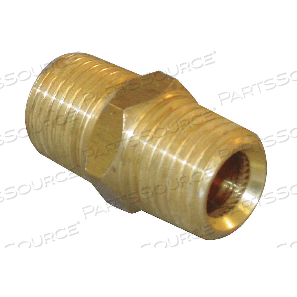 HEX NIPPLE, CHROME-PLATED BRASS, 3/8 IN X 1/4 IN FITTING PIPE SIZE, MALE BSPT X MALE BSPT by Approved Vendor