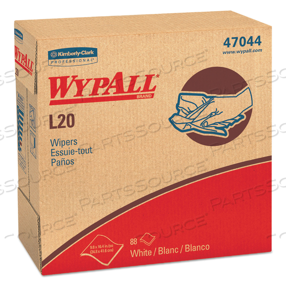L20 TOWELS, POP-UP BOX, 4-PLY, 9.1 X 16.8, WHITE, 88/BOX by WypAll L20 TOWELS, POP-UP BOX, 4-PLY, 9.1 X 16.8, WHITE, 88/BOX by WypAll