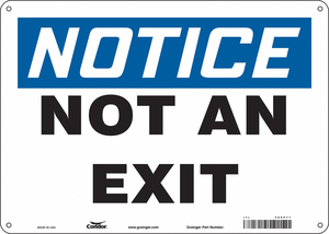 SAFETY SIGN NOT AN EXIT 10 X14 by Condor