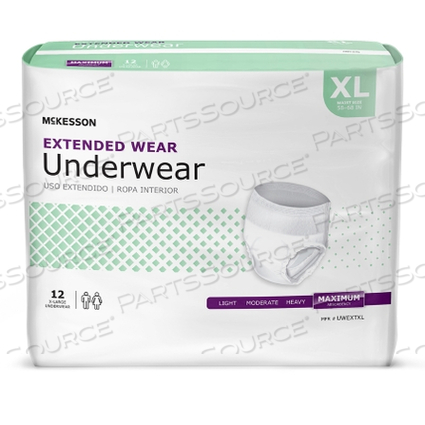 EXTENDED WEAR MAXIMUM ABSORBENT UNDERWEAR, EXTRA LARGE (12 PER BAG) by McKesson