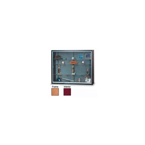 48" X 36" X 8" OAK LAMINATE DISPLAY CASE W/TWO SHELVES AND BURGUNDY INTERIOR by United Visual Products