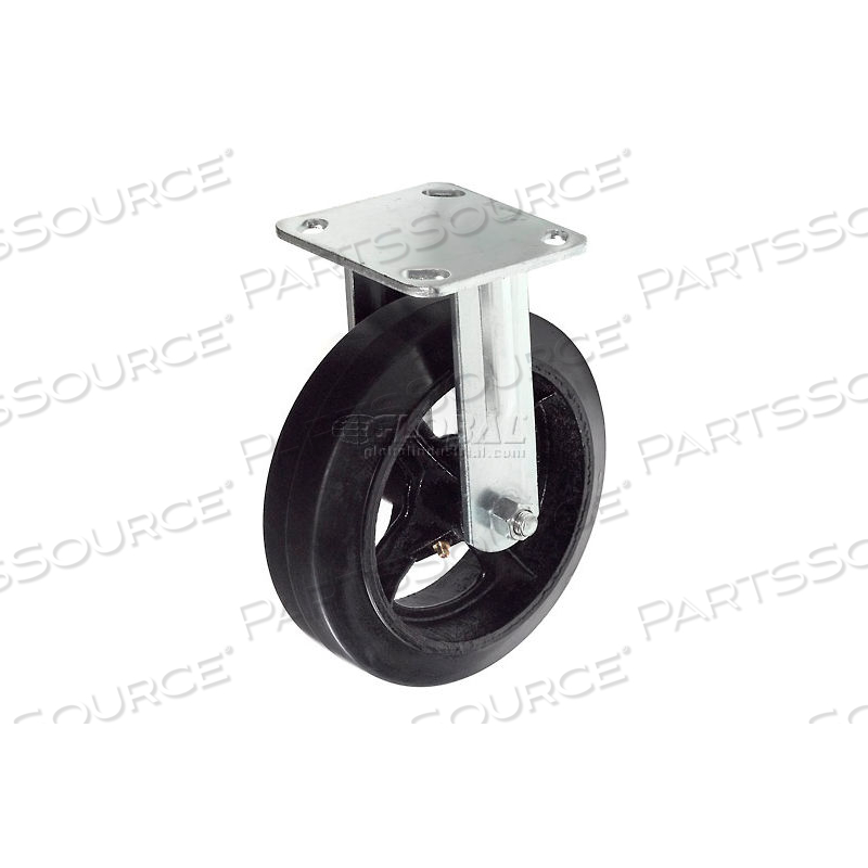 HEAVY DUTY RIGID PLATE CASTER 8" MOLD-ON RUBBER WHEEL 600 LB. CAPACITY by Approved Vendor HEAVY DUTY RIGID PLATE CASTER 8" MOLD-ON RUBBER WHEEL 600 LB. CAPACITY by Approved Vendor