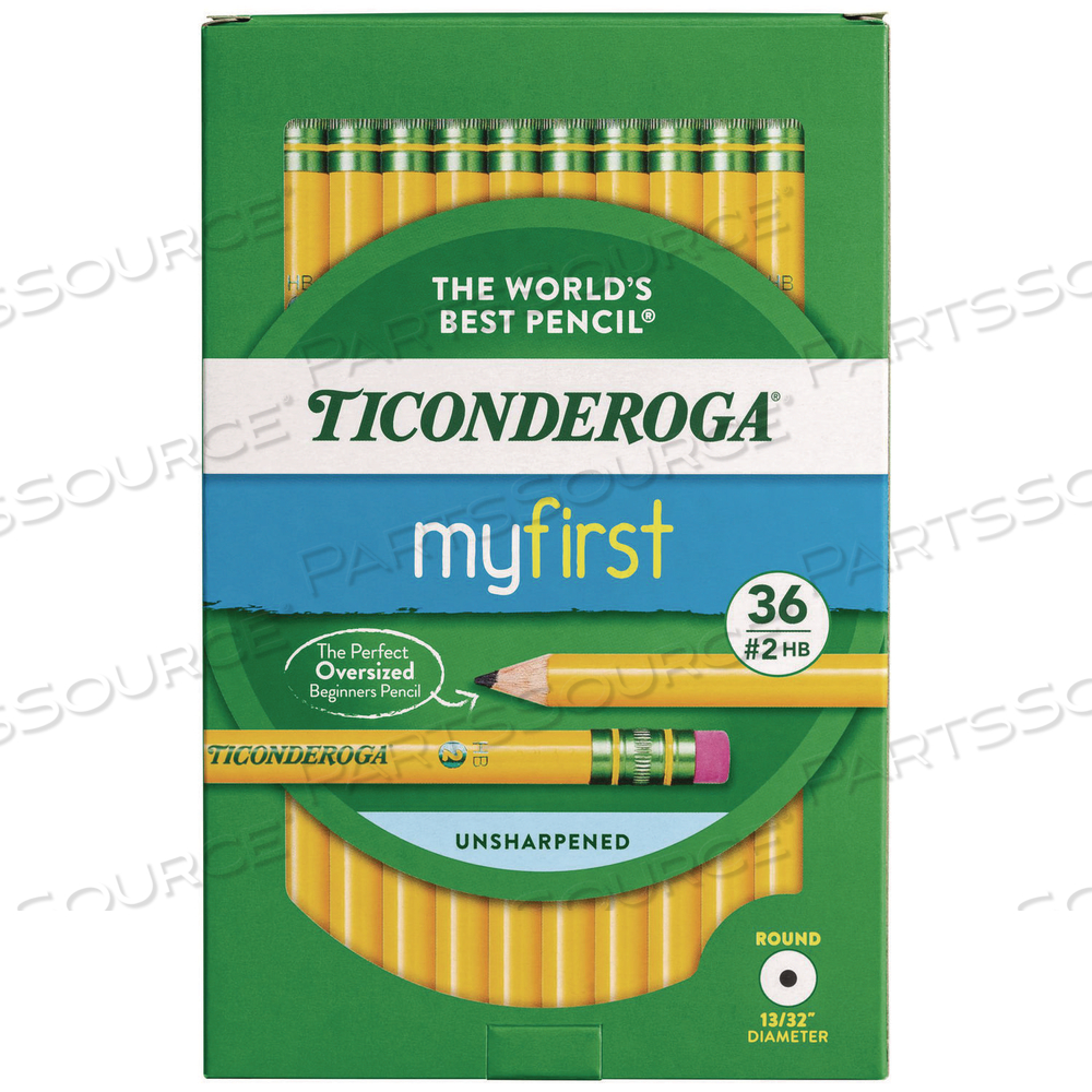 MY FIRST WOODCASE PENCIL WITH ERASER, 3.6 MM, HB (#2), BLACK LEAD, YELLOW BARREL by Dixon Ticonderoga MY FIRST WOODCASE PENCIL WITH ERASER, 3.6 MM, HB (#2), BLACK LEAD, YELLOW BARREL by Dixon Ticonderoga