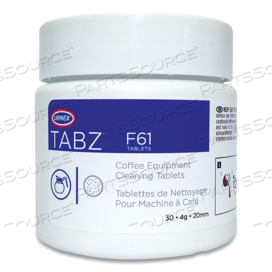 TABZ COFFEE EQUIPMENT CLEANING TABLETS, 0.14 OZ TABLET, 30 TABLETS/JAR 