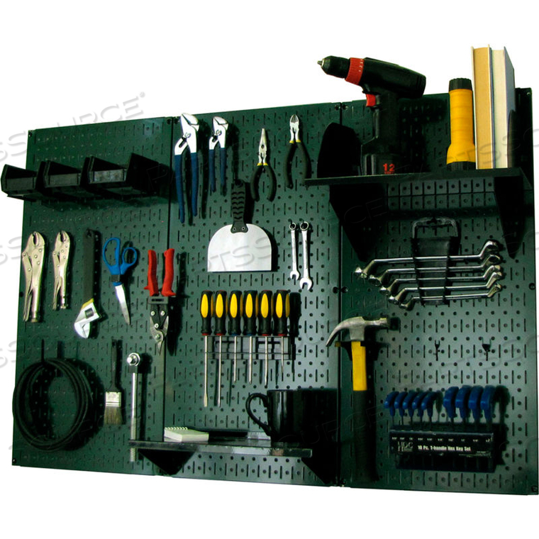 PEGBOARD STANDARD TOOL STORAGE KIT, GREEN/BLACK, 48" X 32" X 9" by Wall Control Pegboard