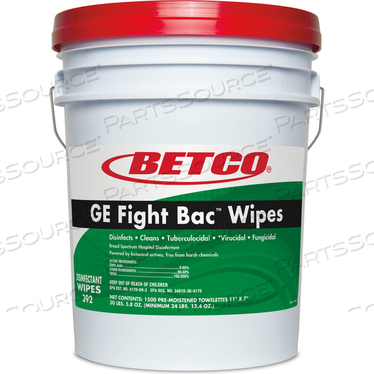 GE FIGHT BAC DISINFECTANT WIPES, 500 WIPES PER BUCKET, 4 BUCKETS PER CASE 