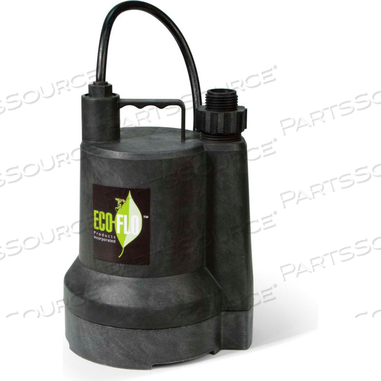 SUBMERSIBLE UTILITY PUMP, MANUAL, 1/6 HP, 1680 GPH by Eco Flo Products Inc SUBMERSIBLE UTILITY PUMP, MANUAL, 1/6 HP, 1680 GPH by Eco Flo Products Inc