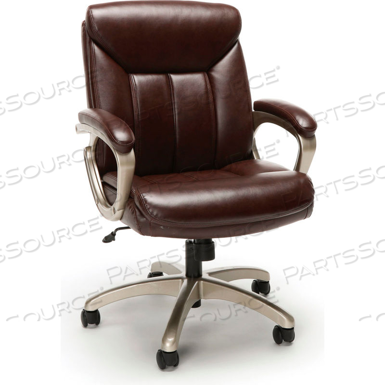 ESSENTIALS ESS-6020 EXECUTIVE OFFICE CHAIR, BROWN WITH CHAMPAGNE FRAME 