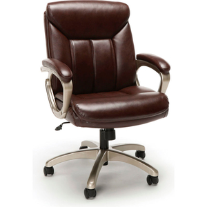 ESSENTIALS ESS-6020 EXECUTIVE OFFICE CHAIR, BROWN WITH CHAMPAGNE FRAME by OFM Inc