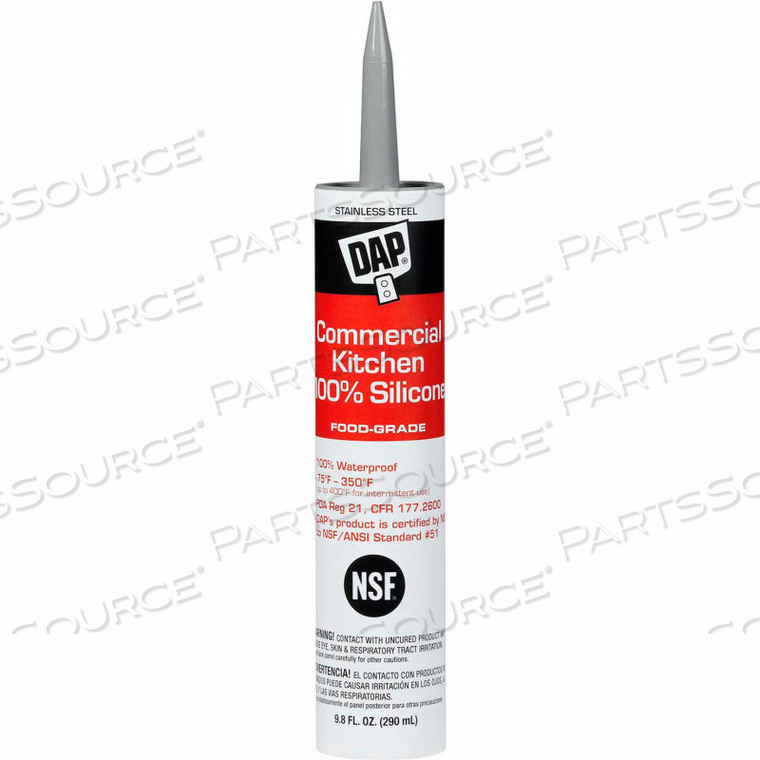 COMMERCIAL KITCHEN 100% SILICONE SEALANT - 9.8 OZ., STAINLESS STEEL - by DAP Products Inc.