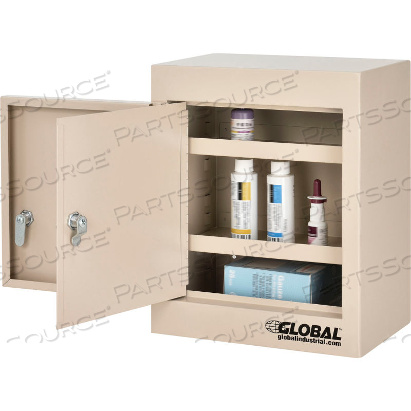SMALL NARCOTICS CABINET, DOUBLE DOOR/DOUBLE LOCK, 12"W X 8"D X 15"H, BEIGE by Approved Vendor