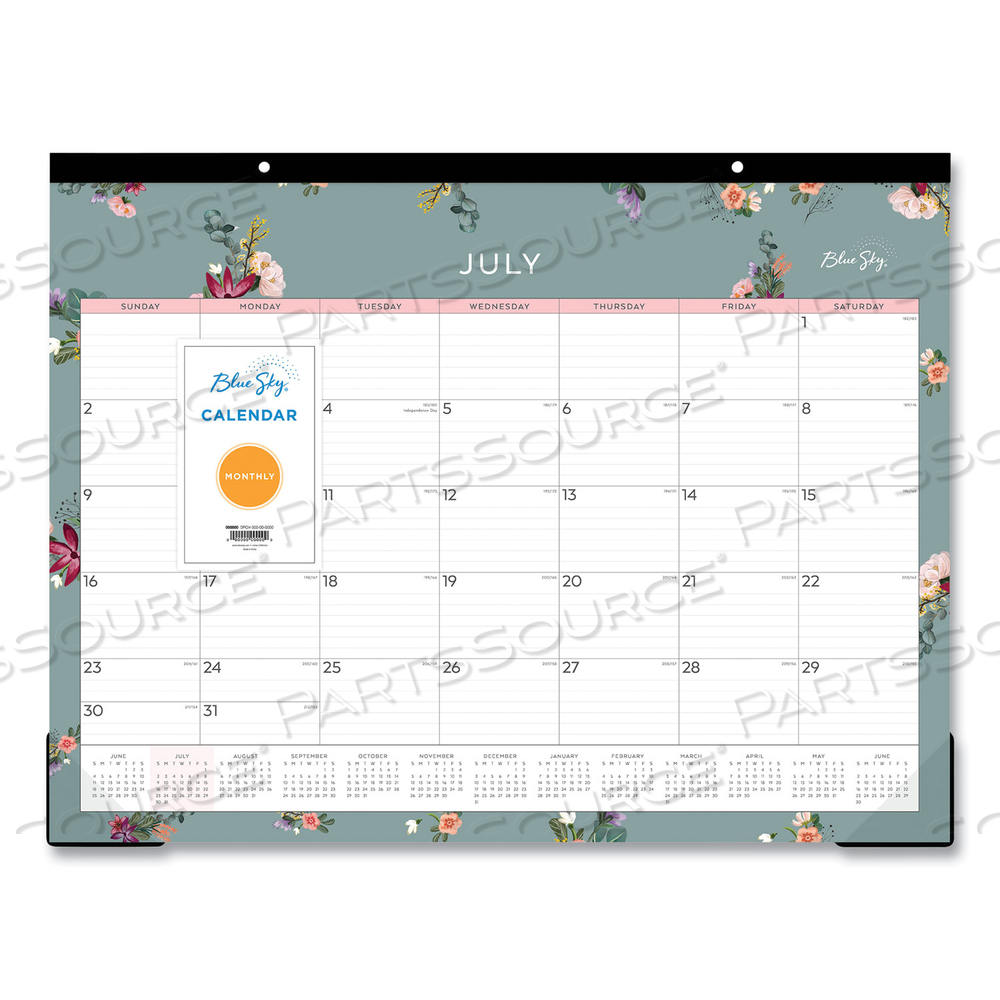 GRETA ACADEMIC YEAR DESK PAD CALENDAR, FLORAL ARTWORK, 22 X 17, GREEN/WHITE/PINK SHEETS, 12-MONTH (JULY TO JUNE): 2023-2024 