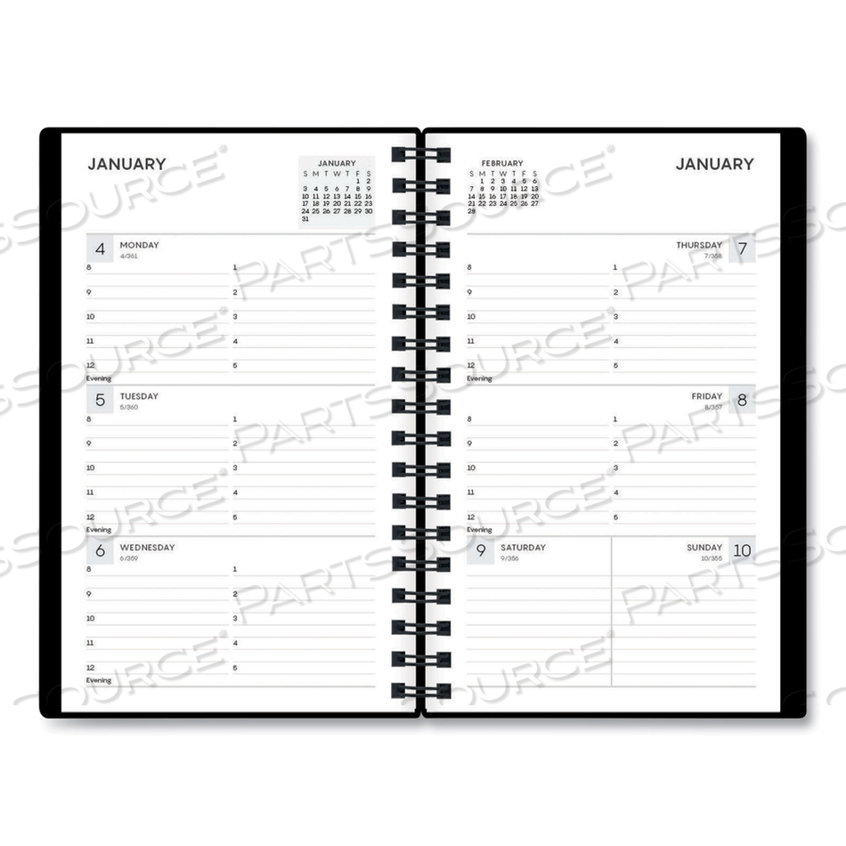 ALIGNED WEEKLY CONTACTS PLANNER, 6 X 3.5, BLACK COVER, 12-MONTH (JAN TO DEC): 2023 