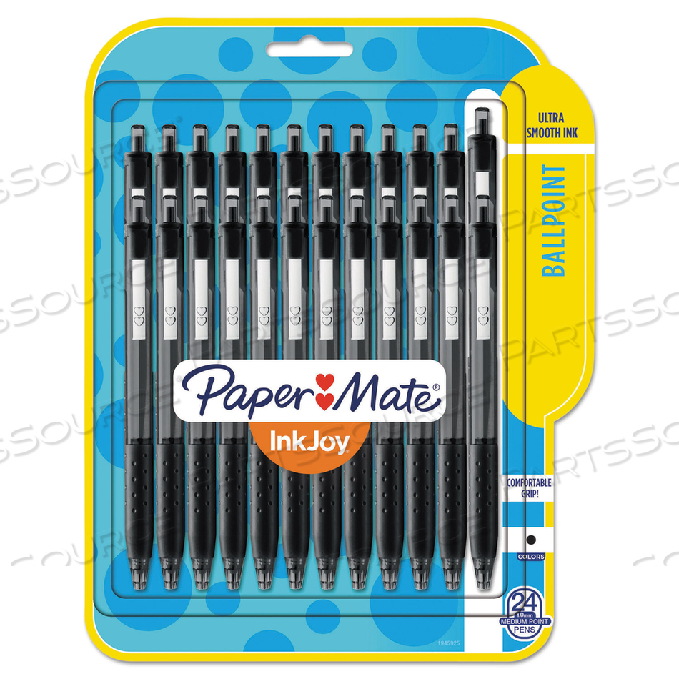 INKJOY 300 RT BALLPOINT PEN, REFILLABLE, RETRACTABLE, MEDIUM 1 MM, BLACK INK, BLACK BARREL by Paper Mate