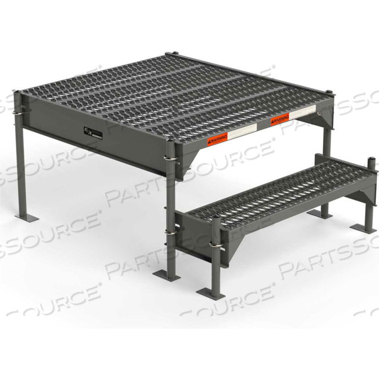 STEEL CUSTOM WORK PLATFORM, 36" W X 39" D, 2-STEP, GRAY, NO HANDRAIL, 500 LB. CAP. 