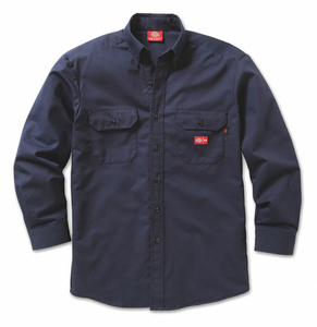 FR BUTTON DOWN WORK SHIRT L NAVY by Dickies