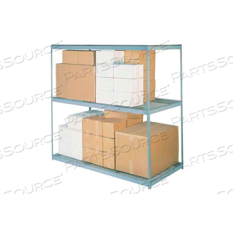 WIDE SPAN RACK 96WX36DX96H, 3 SHELVES WIRE DECK 800 LB CAP. PER LEVEL, GRAY 