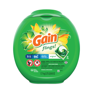 FLINGS DETERGENT PODS, ORIGINAL, 81 PODS/TUB, 4 TUBS/CARTON by Gain