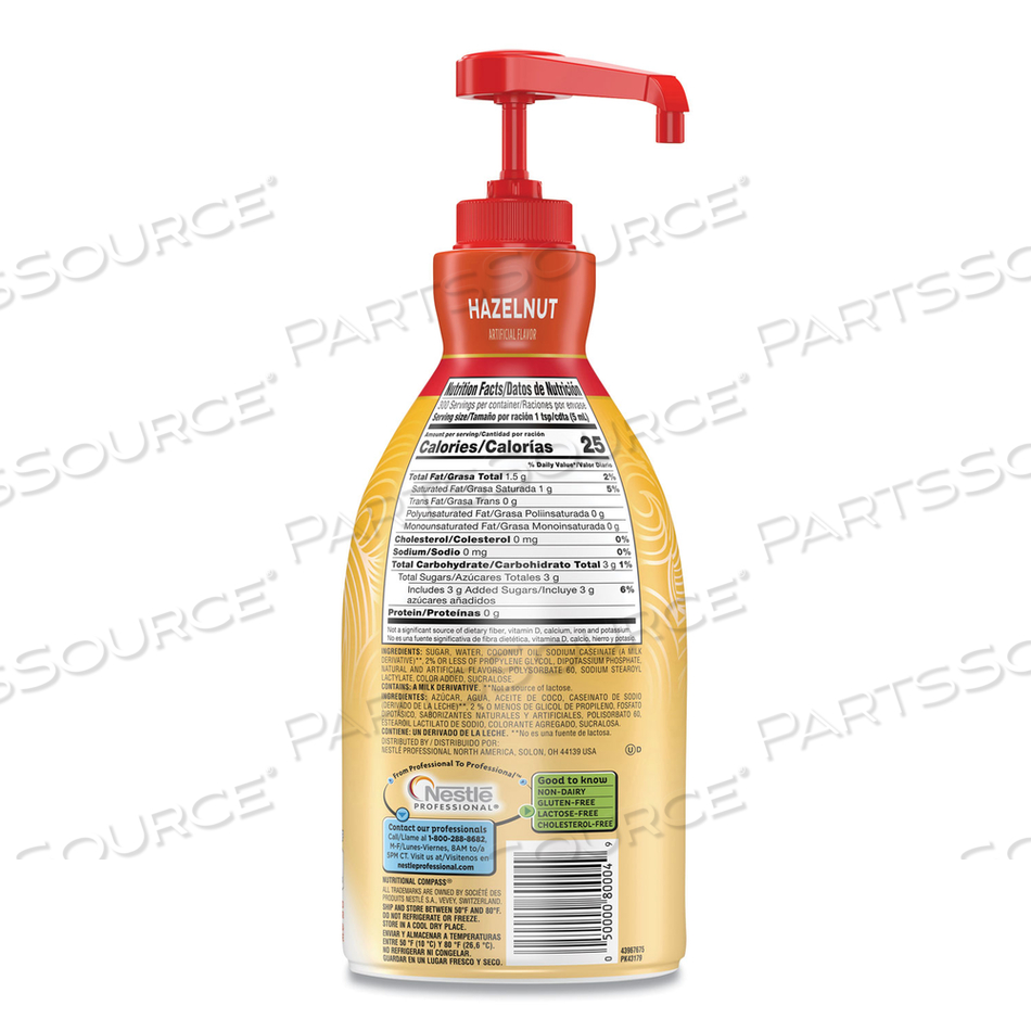 LIQUID COFFEE CREAMER, HAZELNUT, 1500ML PUMP BOTTLE by Coffee-Mate