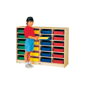 24 TRAY MOBILE CUBBIE W/CLEAR PAPER-TRAYS, 48"W X 15"D X 35-1/2"H, BIRCH PLYWOOD by Jonti-Craft Inc