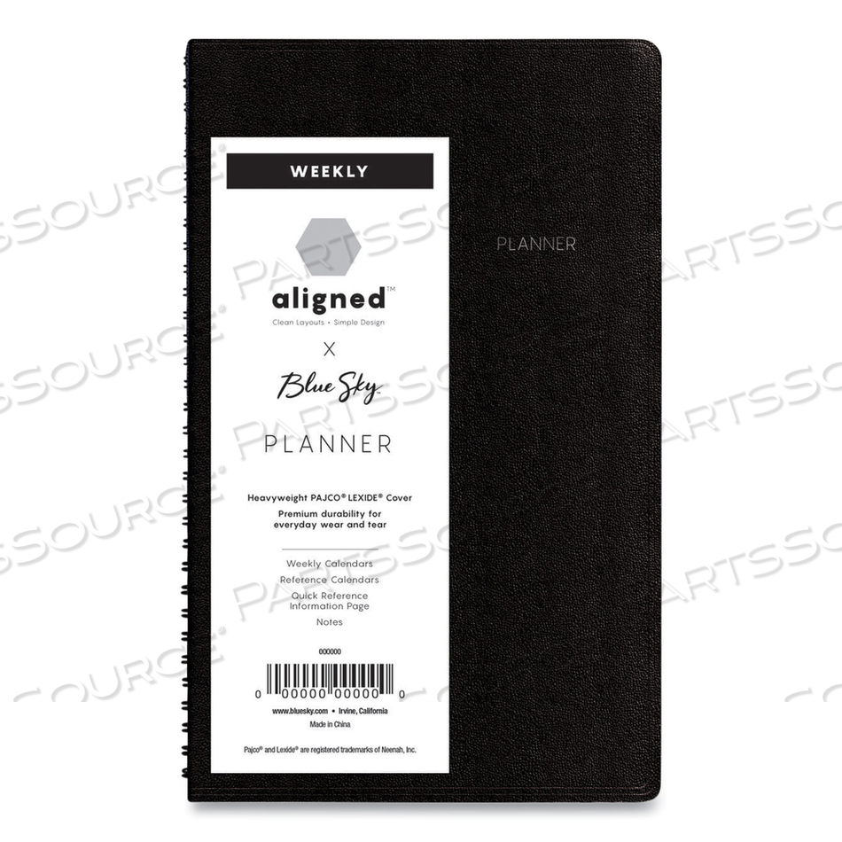 ALIGNED WEEKLY CONTACTS PLANNER, 6 X 3.5, BLACK COVER, 12-MONTH (JAN TO DEC): 2023 