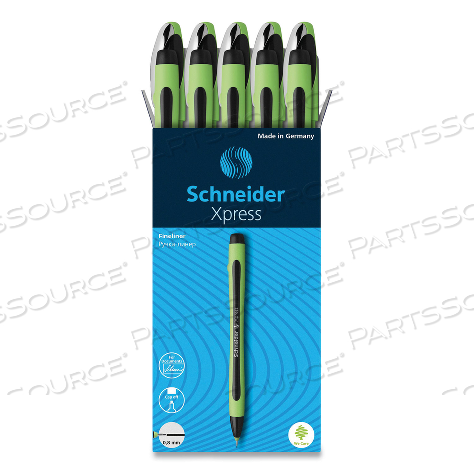 XPRESS FINELINER POROUS POINT PEN, STICK, MEDIUM 0.8 MM, BLACK INK, BLACK/GREEN BARREL by Schneider XPRESS FINELINER POROUS POINT PEN, STICK, MEDIUM 0.8 MM, BLACK INK, BLACK/GREEN BARREL by Schneider