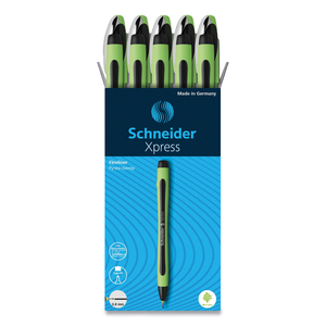 XPRESS FINELINER POROUS POINT PEN, STICK, MEDIUM 0.8 MM, BLACK INK, BLACK/GREEN BARREL, 10/BOX by Schneider