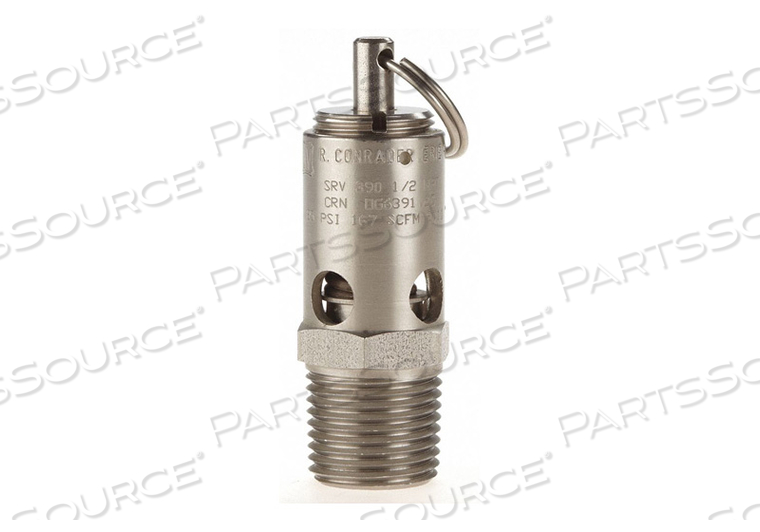 SAFETY VALVE SOFT SEAT 1/2IN 125 PSI SS by Conrader